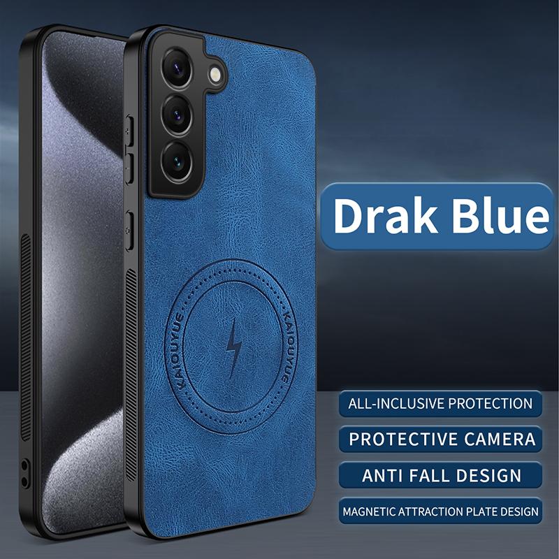 Leather Texture Wireless Charging Magnetic Case For Samsung Galaxy S21 FE S21FE Plus Ultra 5G ShockProof Phone Cover