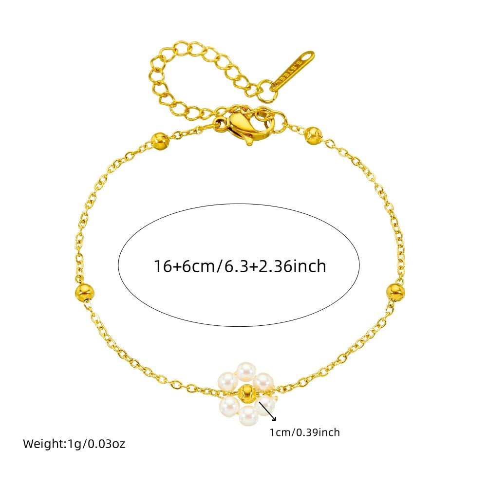 DIEYURO 316L Stainless Steel Pearl Splicing Flowers Necklace Earrings Bracelet Set For Women Girl New Fashion Trend Jewelry Gift