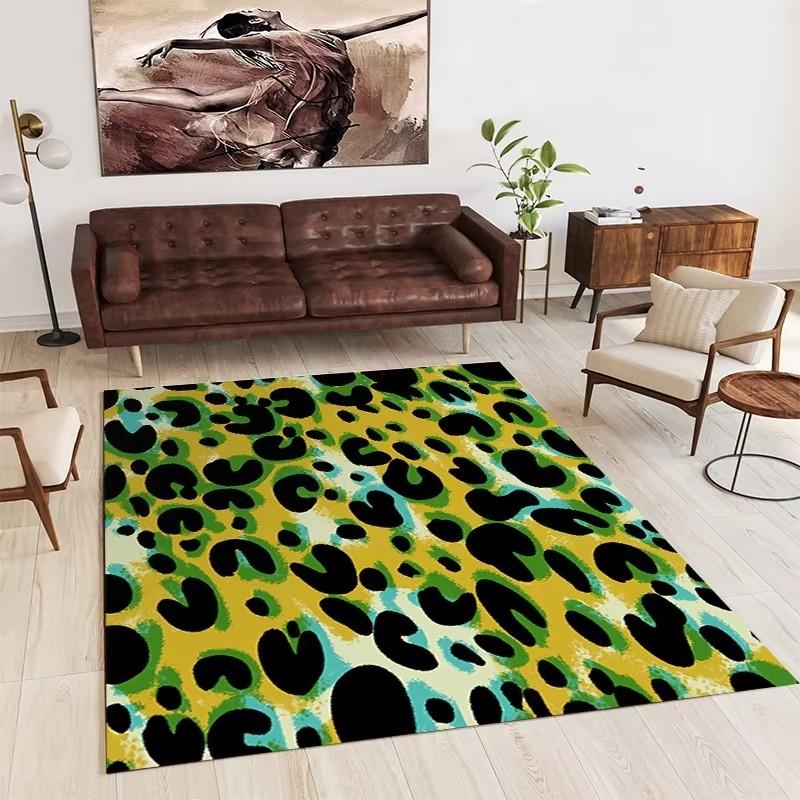 Tiger Stripe Leopard Print Carpet Nordic Household Living Room Washable Non Slip Rug Bedroom Bedside Carpet Large-area Floor Mat