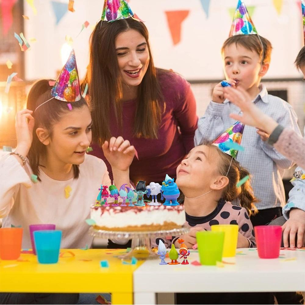 12pcs Mini Trolls Figures Set Party Supplies for Kids Birthday Party Decoration