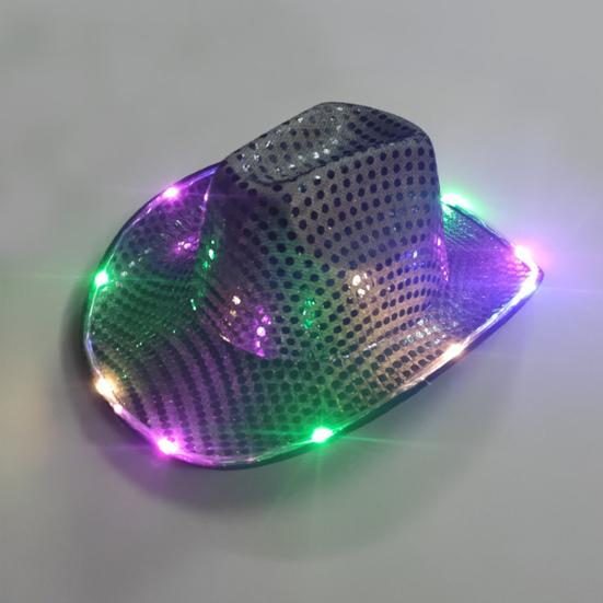 LED Light-Up Cowboy Hat Retro Western Style Luminous 9 Color Available Christmas Party Nightclubs