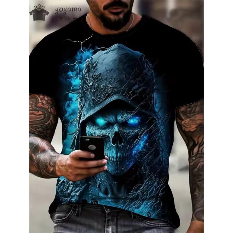 Men T Shirts Skull Print Tee Shirt Men Skull Graphic Tees Men's Summer Clothes Men T Shirts Short Sleeve Tee Harajuku Clothes