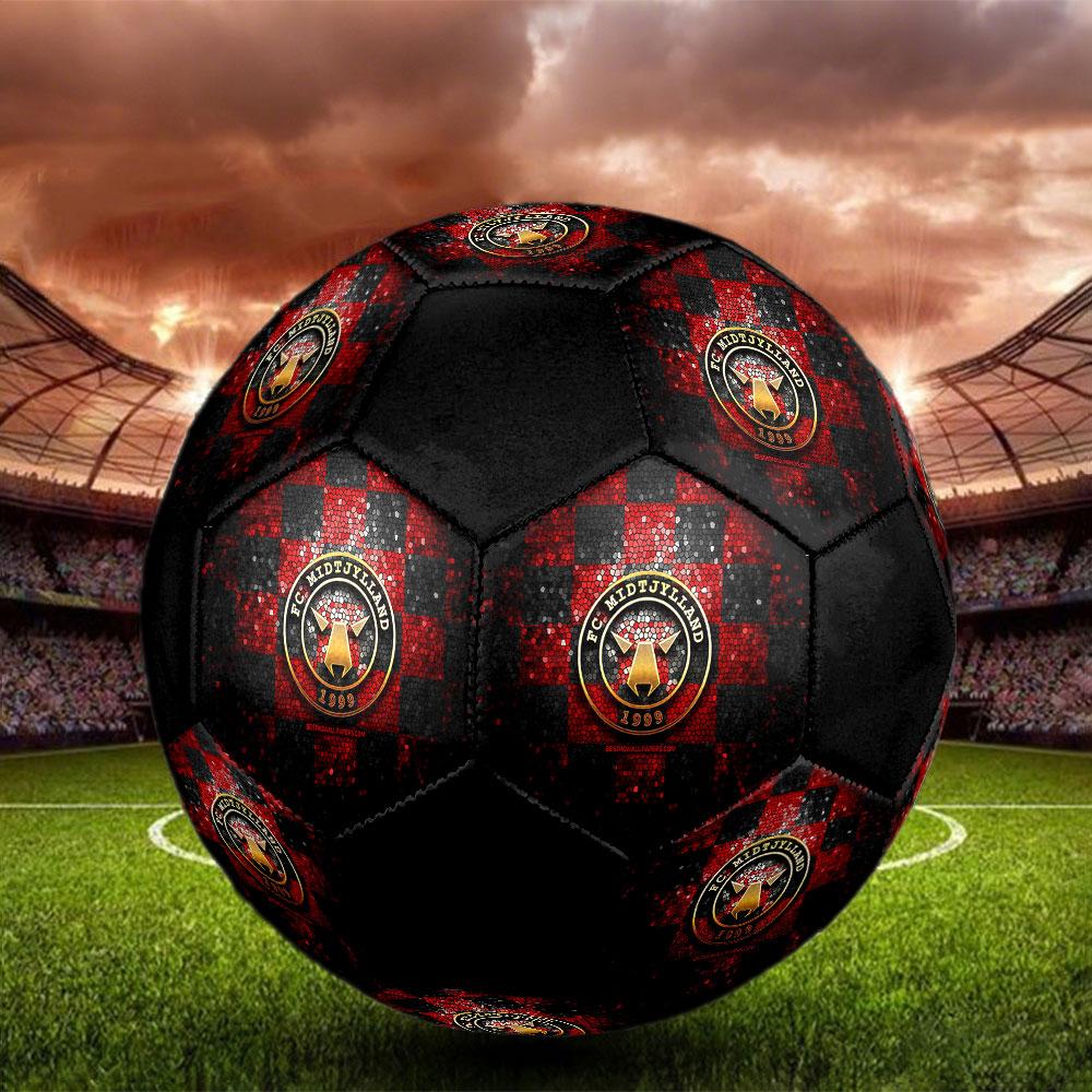 1PC Midtjylland POSTER Size 5 Soccer Ball PrahaIndoor Soccer Ball Colorful All Ages Machine Stitched PVC Competition Ready Durable High-Bounce