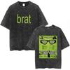 Charli Xcx Brat  Arena Tour Washed T Shirts Men Women Fashion Pop Music Tshirts Cotton Vintage Tshirt Oversized Streetwear