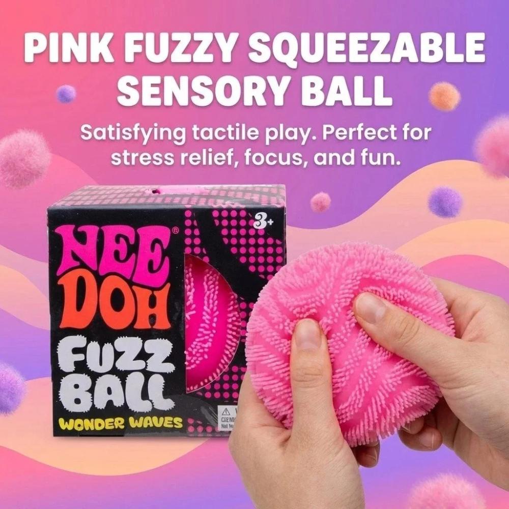 NeeDoh Fuzz Ball Wonder Waves, Sensory Fidget Squeeze Squishy Stress Reliever Toy for Anxiety Relief & Focus