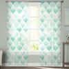 Watercolor Morocco Green Voile Sheer Curtains For Living Room Window Chiffon Tulle Curtain Kitchen Bedroom Drapes Home Decor