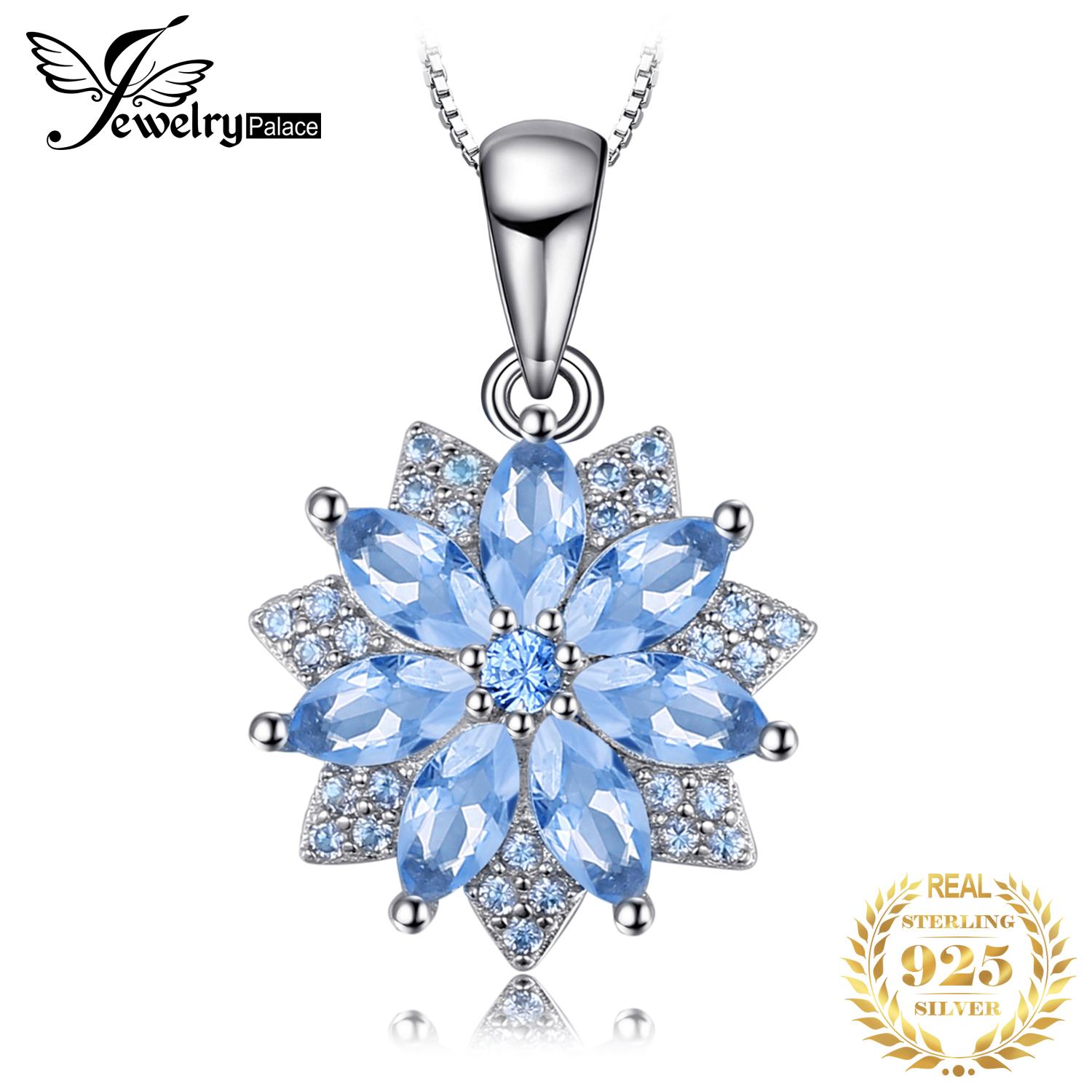

JewelryPalace Flower 1.2ct Created Blue Spinel 925 Silver Pendant Necklace for Woman Fashion Gift Fine Jewelry No Chain China Mainland