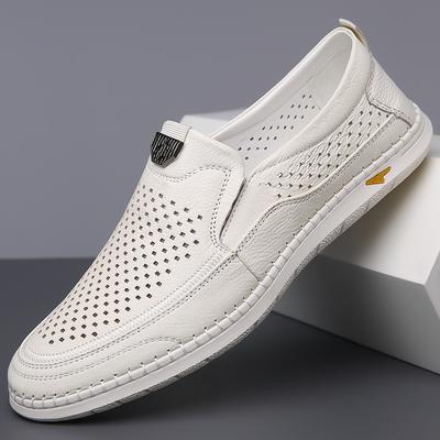 2025 Chaussures Décontractées pour Hommes Respirantes Mocassins de Marche Loisirs pour Hommes Cuir Véritable Découpés Slip-on Chaussures de Conduite pour Hommes