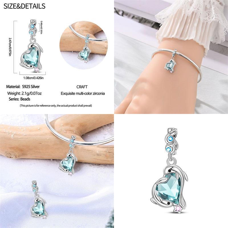 Winter Series Ski Polar Bear Snowman Charms Fit Original Bracelet DIY Jewelry Making Women Gift 100% 925 Silver