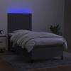 Sommier à lattes avec matelas - 90x200cm - Gris foncé - LED colorée - Ressorts ensachés