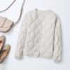 Autumn and Winter Short Rhombus Round Neck Collarless Light Down Jacket Women's White Duck Down Liner with Casual Jacket
