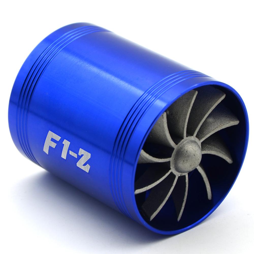 Double Turbine Turbo Charger Air Intake Gas Fuel Saver Fan Car Supercharger