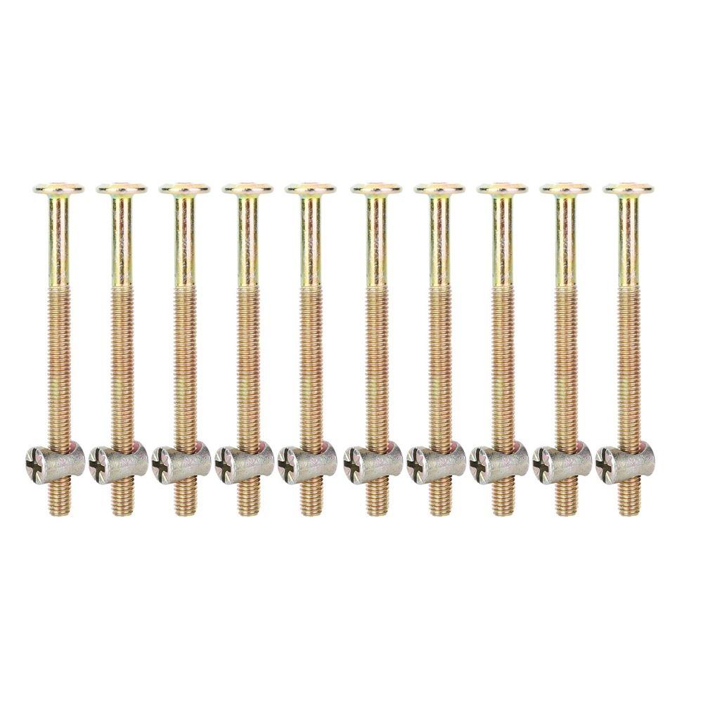 10 Pack M6 x 60mm/80mm/90mm/120mm Furniture Bolts Carbon Steel Hex Socket Head Barrel Nuts Galvanized/Zinc Plated