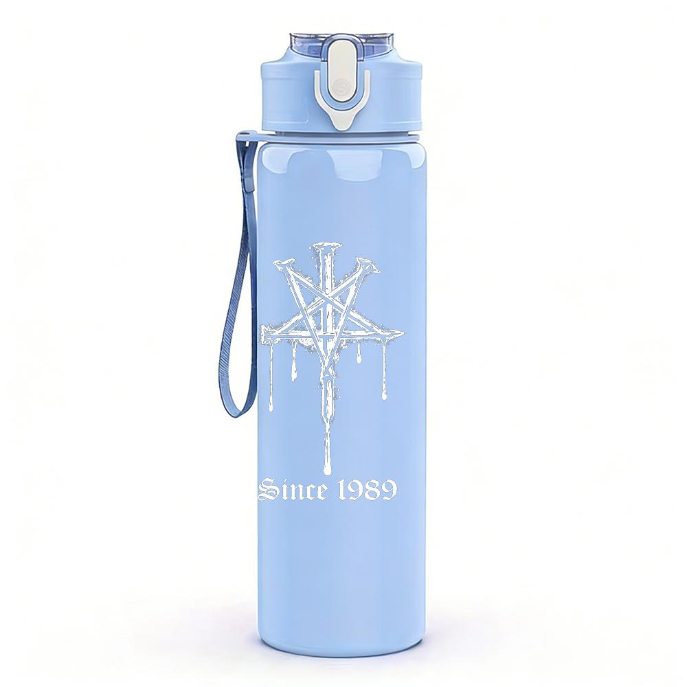 1PC Blank Faded White Minimalist Texture Print 750ml Portable Sports Water Bottle Leakproof Gym Outdoor Travel Drink Cup