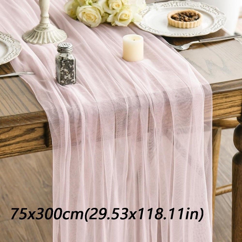 Elegant Tulle Tulle Sheer Table Runner Boho Rustic Chiffon Table Runner  Party Banquet