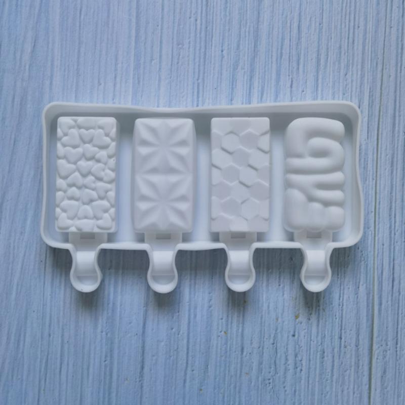 4 Heart Cavities Ice Cream Silicone Mold DIY Love Popsicle Chocolate Candy Jelly Mould Crystal Cake Decor Making Tool Gifts