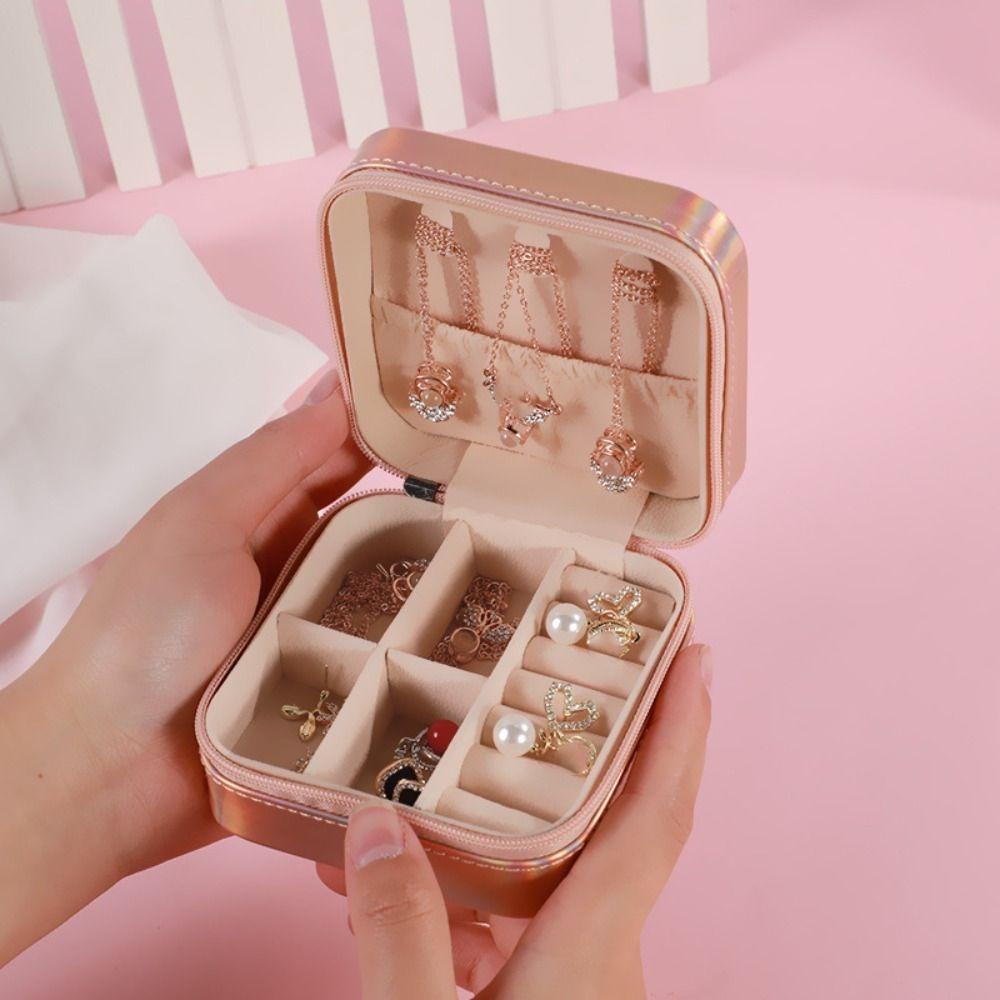 PU Leather Earrings Storage Case Large Capacity Mini Jewelry Display Box  Travel