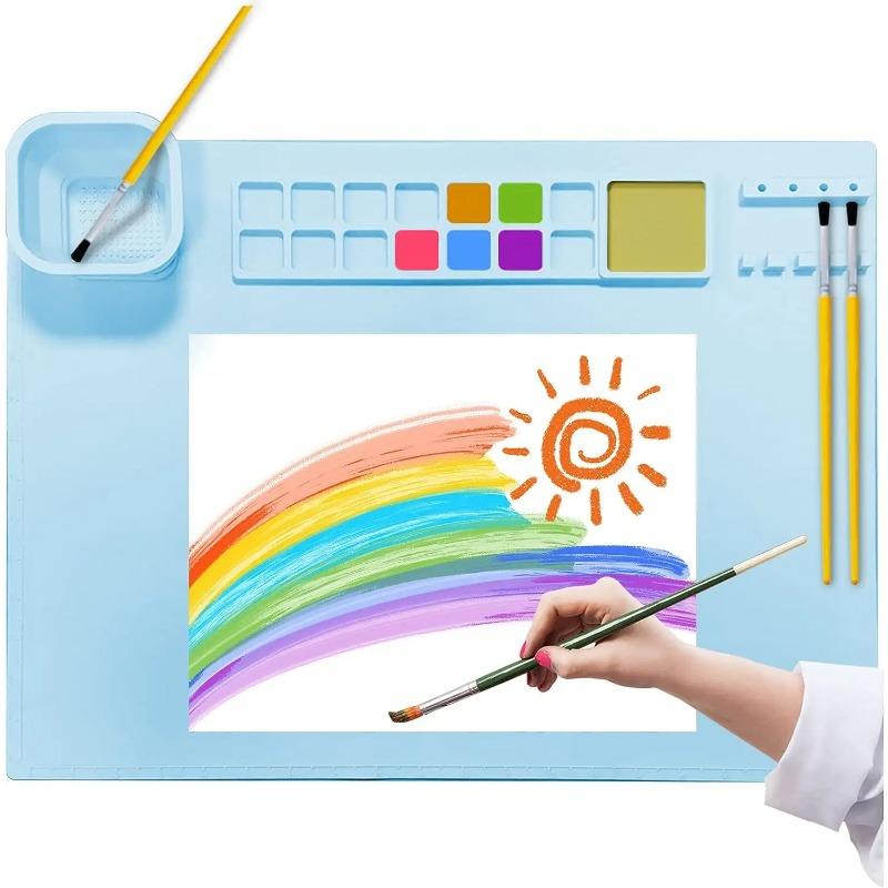 Silikon-Bastelmatte, kreatives multifunktionales Malblatt mit Palettenbecher, Werkzeughalter, Geschenk für Kinder und Studenten, weiche Harzformmatte