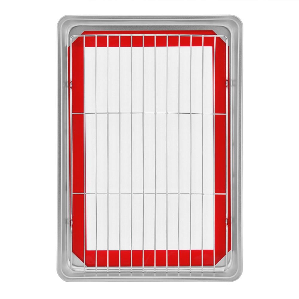 

All Purpose Bakeware Set 3 Piece Non Stick Baking Pan Cooling Rack Silicone Mat Baking Cookies and Treats United States