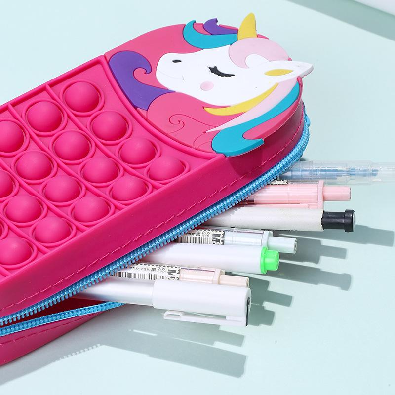 Cartoon Unicorn Pencil Case - Press And Squeeze For Relaxation, Large Capacity Pencil Box, Children's Cute Stationery Bag