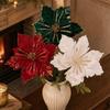 Realistic Christmas Tree Flower Picks Flocking Glitter Christmas Flower Stem  Xmas Tree Decor