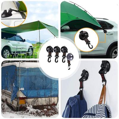 ABWR-4 PCS Heavy Duty Suction Cup 360° Rotating Camping Suction Hooks With D Ring For Awning-Orange