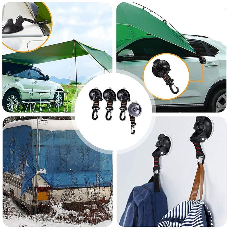 ABWR-4 PCS Heavy Duty Suction Cup 360° Rotating Camping Suction Hooks With D Ring For Awning-Orange