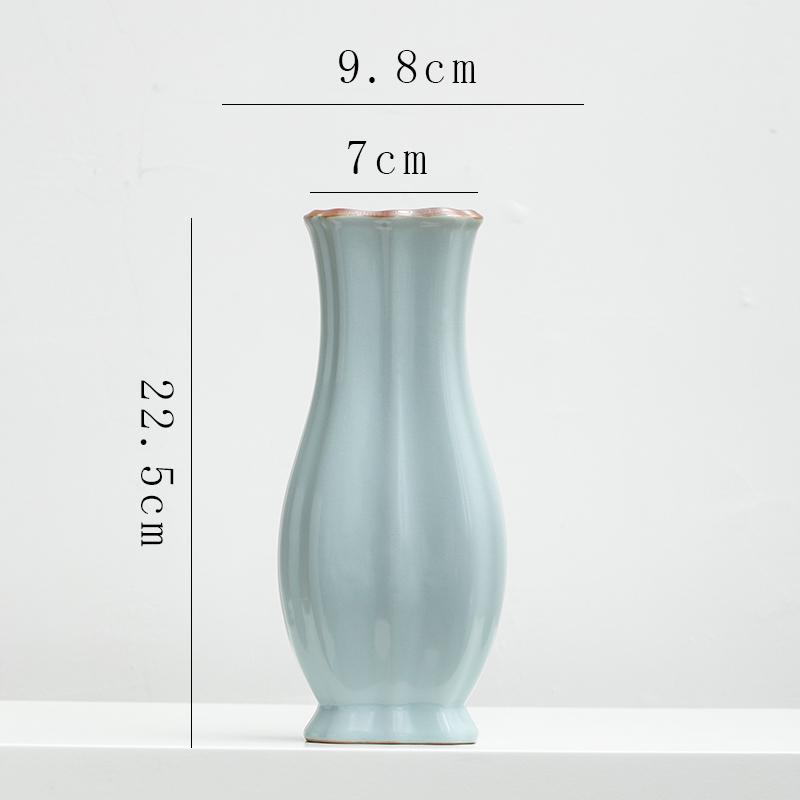 Chinese Zen Ru Kiln Ceramic Vase for Home Decor: Ideal for Living Room or Entryway Flower Arrangements and Green Plants