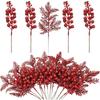 5Pcs Christmas Decoration Glitter Berrie Artificial Flower Bouquet Christmas Tree Ornaments for Home New Year 2025 Navidad Decor