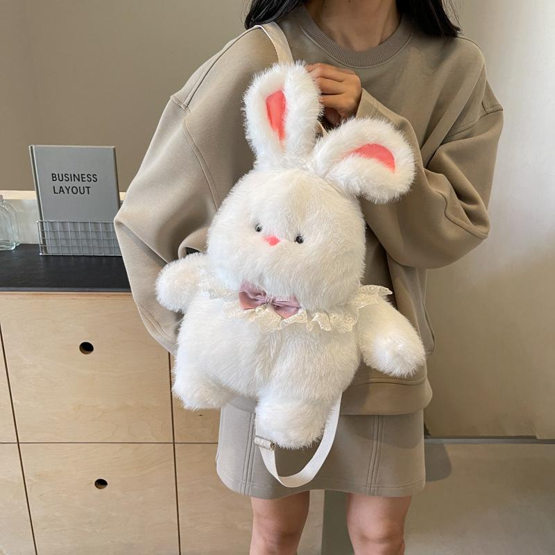 Cute Bear Backpack Rabbit Girl Sweet Shoulder Bag Doll Cartoon Animal Plush Stuffed Backpack