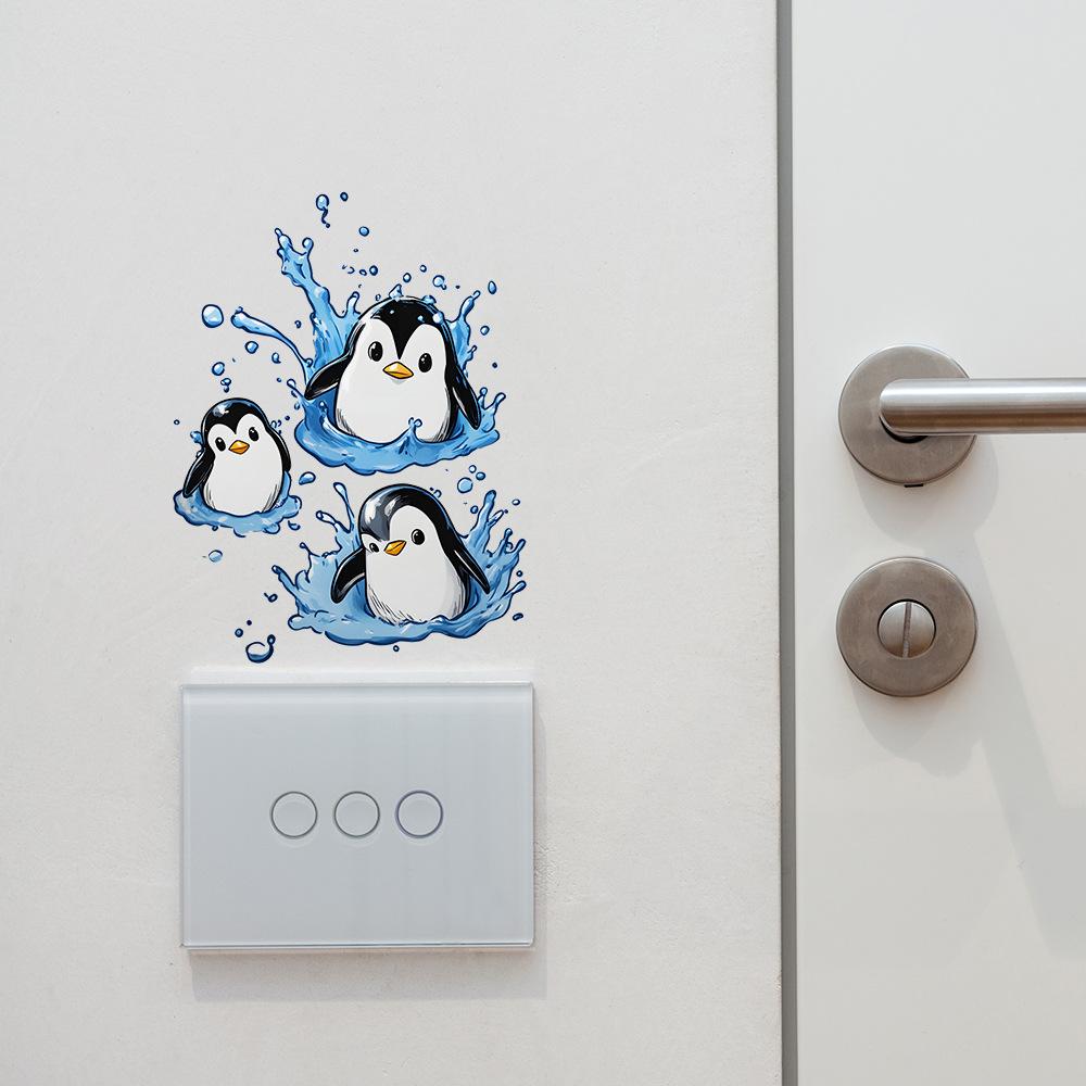Cartoon Cute Little Penguin Stickers for The Bedroom and Living Room Switches To Beautify The Home Background Wall
