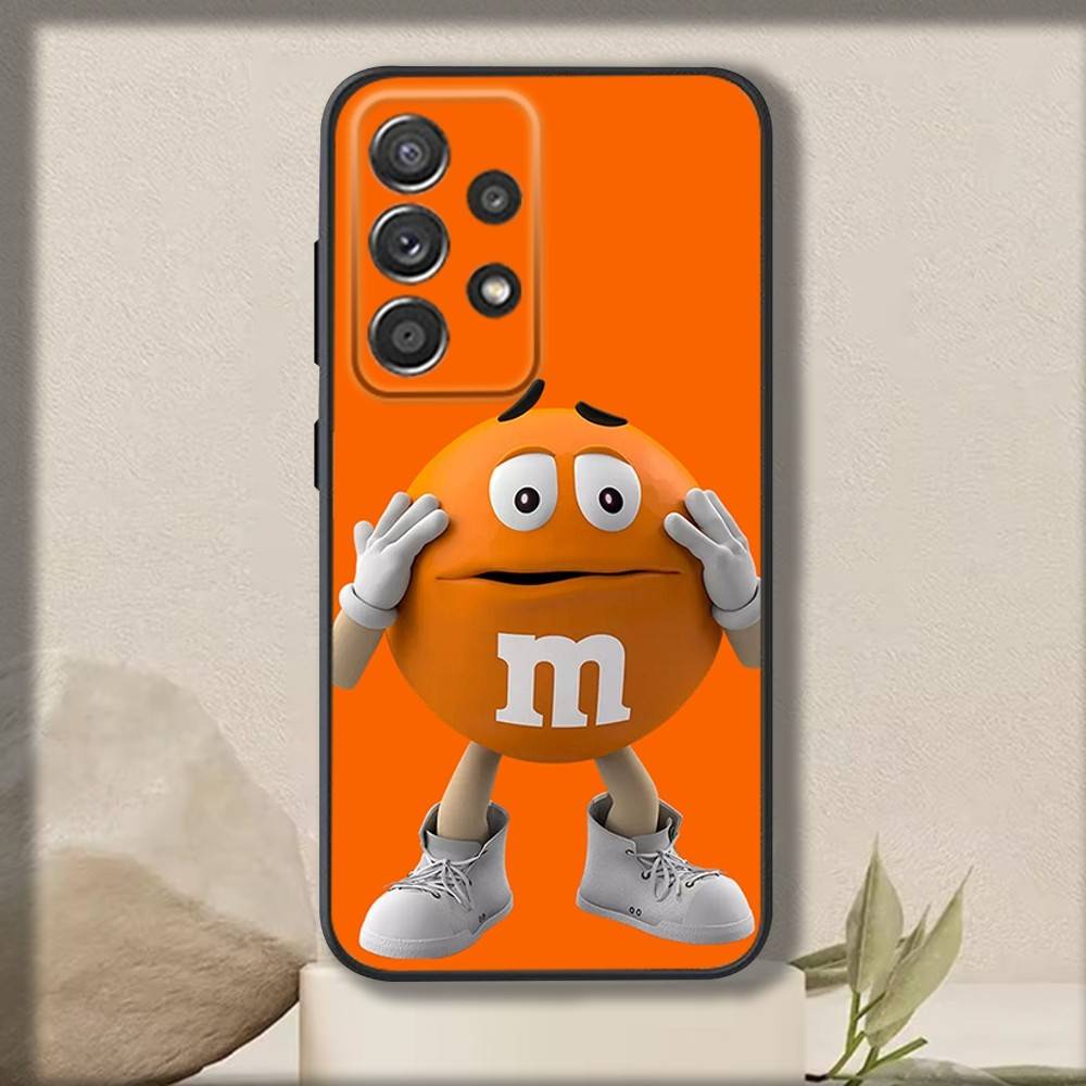M-MS Chocolate Phone Case For Samsung S 25,24,23,22,30,21,10,9,Ultra,Plus,Lite,FE,4,5 G Soft Black Case