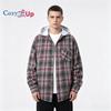 Herren Kapuzen Flanellhemden Hoodie Hemd Leicht Langarm Freizeit Kariert Knopfleiste Jacken Stilvoll mit Tasche