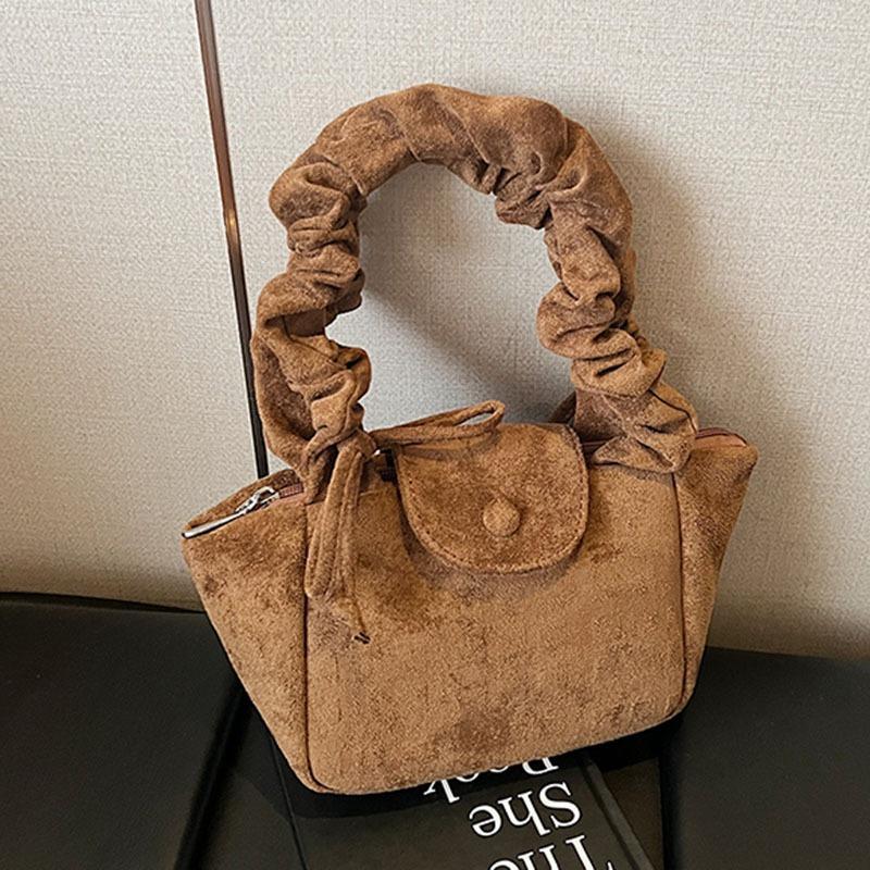 

Niche pleated bucket bag women s new high-end fashion handbag commuter underarm shoulder bag коричневий