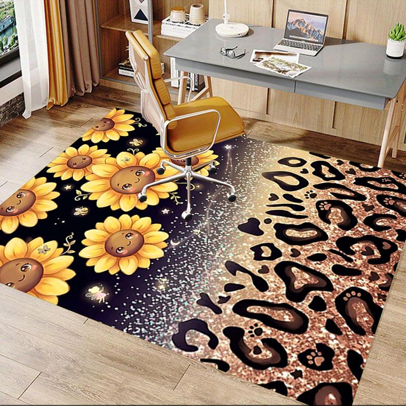1PC Sunflower Leopard Non-Slip Floor Carpet Compatible for Office&Living Room&Bedroom&Dining room -  Soft & Pattern-G0327