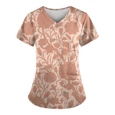 V-hals Werkkleding Unisex Huisdierenverzorging Uniformen Instellingen Schoonheidssalon Scrubs Tops Scrubs Tops Spa Uniformen Print Shirt A50