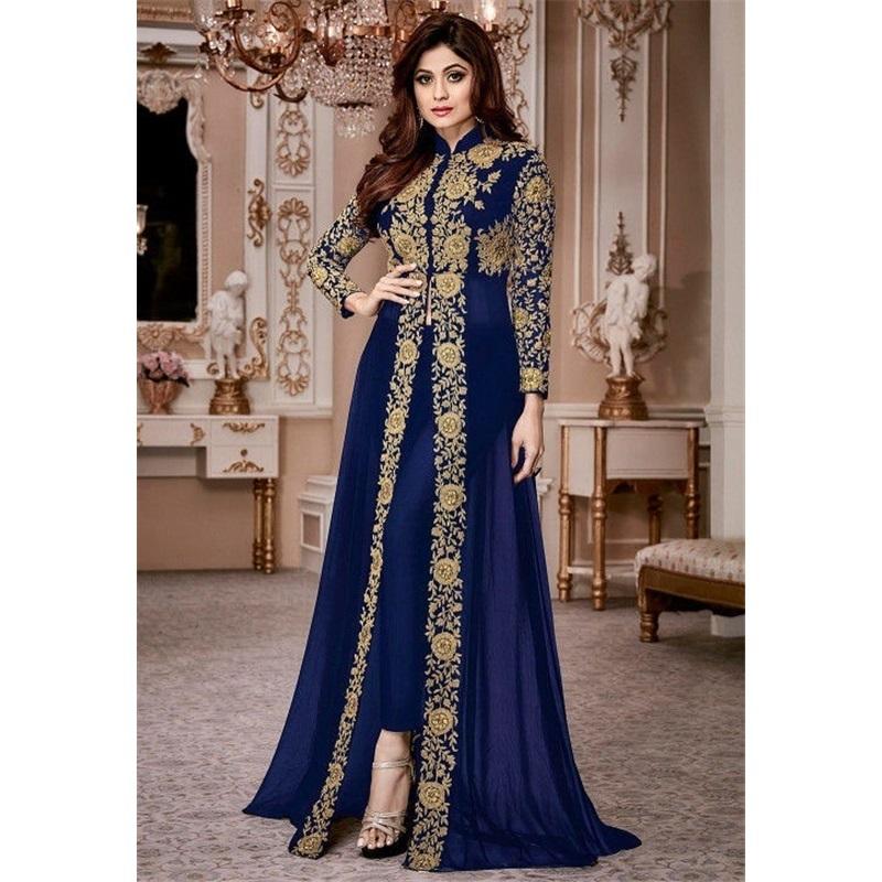 European And American Fashion Stand-up Collar Lace Chiffon Dress Retro Style Women's Long-sleeved Lace Stitching Waist Long Skirt