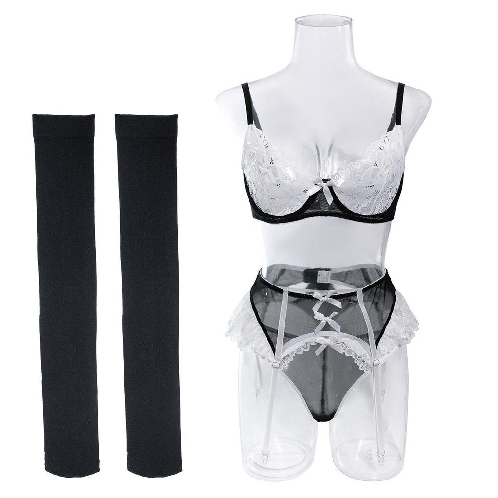 Sexy European & American Lace Mesh Nurse Costume Lingerie Set