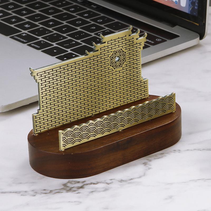 Dřevěný držák na vizitky Kovový organizér Stojan na vystavení na kancelářský stůl Příslušenství na pult s poznámkami Stolní držák na karty Úložný prostor