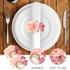 2pcs Rings Flower Napkin Holder Decorative Table Napkin Buckle For Dining Wedding Party Hotel Use Artificial Peach Blossom