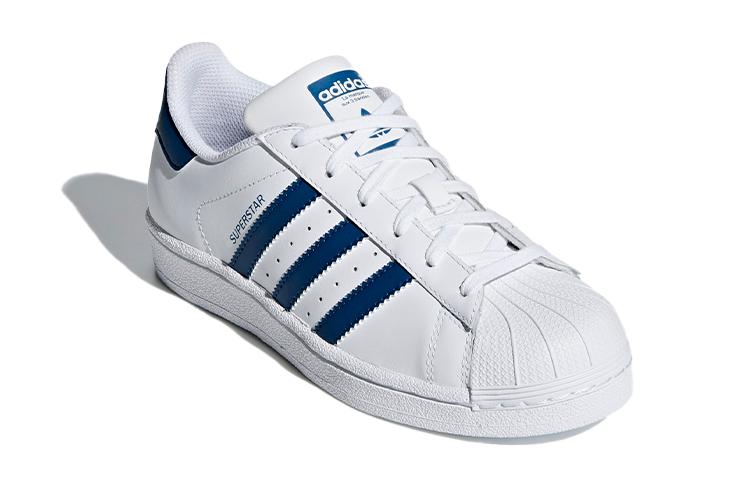 adidas Originals SUPERSTAR Comfortable Low Top Skateboard Shoes White Blue Tail Unisex F34163