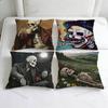 Funny Skull Art Square Pillow Cover Decorative Throw Pillow Case for Sofa Couch Bed Home Car Living Room Decoration