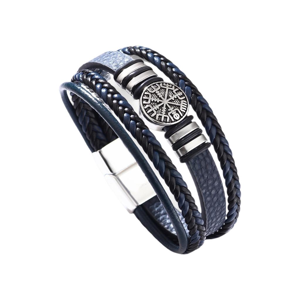 Braided Leather Rope Bracelet Fashion Punk Style Multi-layer Men's Bracelet Fashion Trend Compass Personality Bracelet