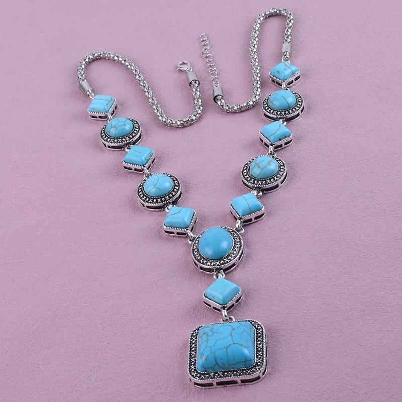 

Винтажные бохо бирюзовые подвески ожерелья этнический стиль ожерелье из бисерной цепочки ожерелья-цепочки для свитера женские ювелирные изделия подарки