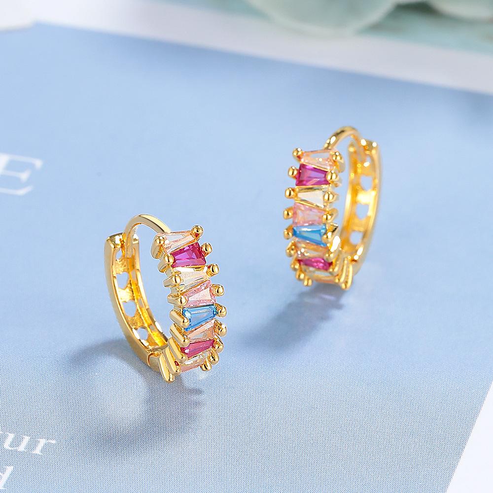 Colored Zircon French Hollow Earrings