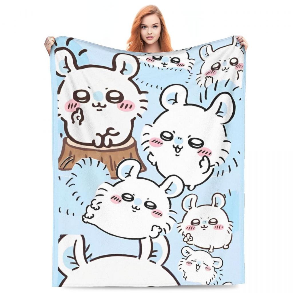Cute Chiikawa Blanket Soft Warm Comfortable Plush Throw Blanket For Outdoor Picnic Flannel Bedspread Bed Cover