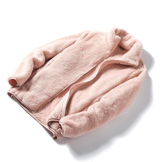 Women's Fuzzy Fleece Jacket Long Sleeve Zip Up Sherpa Coat Soft Stand Collar Fall Outerwear with Pockets