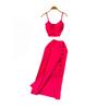 Fashion Suit Women's Summer Sexy Padded Strap Vest Two-Piece Set High Waist Slimming Slit Sheath Skirt