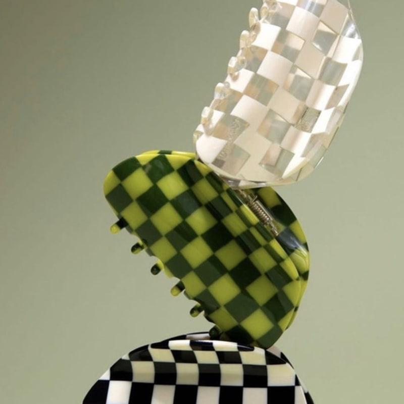 

CHUNKS Заколка-краб для волос в клетку green