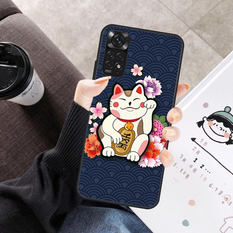 Japanese Lucky Cat Case For Xiaomi Redmi Note 11 10 9 8 12 Pro 10S 11S 12S Cover For Redmi 9 10 10A 9C 10C 12C